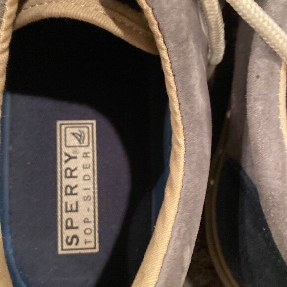 Sperry Men’s Topsiders Tie Up Navy & Grey Shoe Size 9.5 - Picture 5 of 6